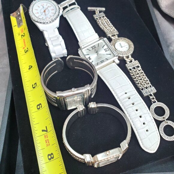 Lot PREMIER DESIGNS Jewelry Costume Fashion Silver Plated White 5 Watches READ main image 13